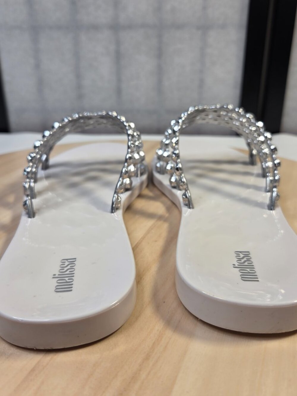 Melissa Faux Crystal White Silver Jelly Sandals Women US 7 - Picture 7 of 12